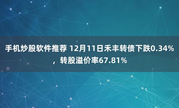 手机炒股软件推荐 12月11日禾丰转债下跌0.34%，转股溢价率67.81%